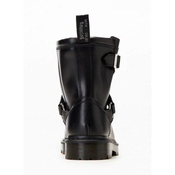 Dr Martens Anistone Black Harness Leather Low Biker Boots EU 39 US 7/8 NIB - Picture 5 of 6